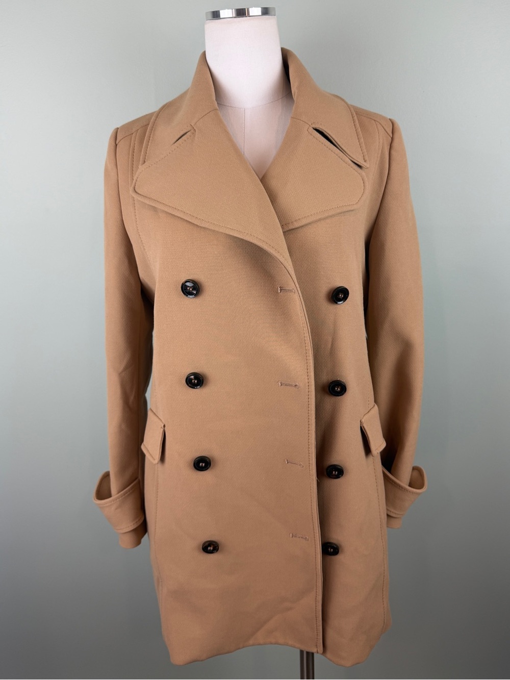 Mango suit Classic Women's Camel Double-Breasted Trench Coat Small